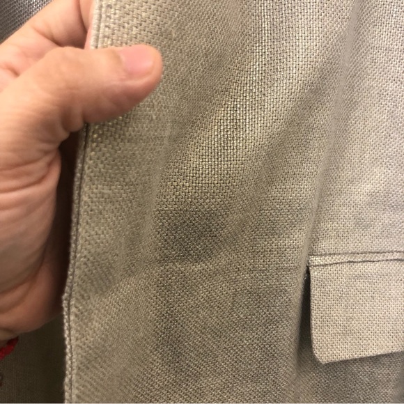 COPY - CHICO'S Linen GOLD SHIMMER BOYFRIEND DUSTER BLAZER 2 (L)  Fits like an XL - Picture 5 of 11